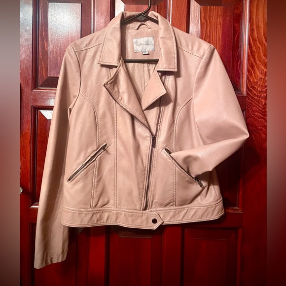 New women’s vegan leather mauve nude moto jacket size M - Picture 1 of 16
